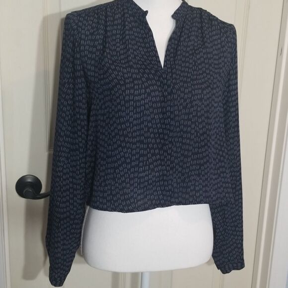 💸3/12$-Hilary Radley, Dark Blue & White, L/S Top, XS - Picture 2 of 6